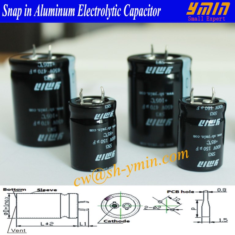 High Volts Capacitor Snap in Electrolytic Capacitor for EV Charging