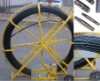 Wire duct feeding rods of FRP with wheels