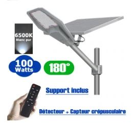 Lampe de rue solaire - Série INTERSTELLAR - 100 Watts - 9000 Lumens - 90 Lumens/Watt -...