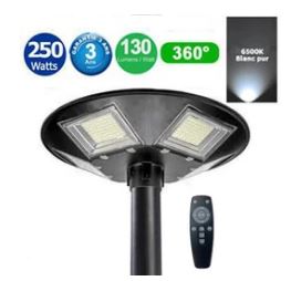 Lampe solaire pour extérieur - Série OVNI - 250 Watts - 32 500 Lumens - 130 Lumens / Wa...