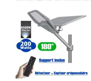 Lampe de rue solaire - Série INTERSTELLAR - 200 Watts - 18000 Lumens - 90 Lumens/Watt...