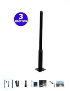 Mât / Poteau pour lampe de rue - Série STANDARD - 4 mètres - Couleur Noir