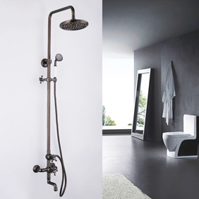 Antique bronze huilé Cascade pluie + Ordinateur de poche montage mural robinet de douch...