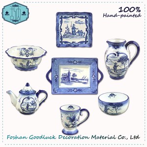 Import Glaze Beautiful Scenery Luxury Italian Porcelain Square Dinner Set