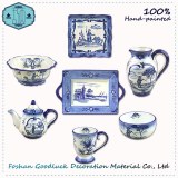 Import Glaze Beautiful Scenery Luxury Italian Porcelain Square Dinner Set