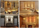 Embossed 3D Non-Woven Wallpaper leather wall panels with good-looking 1050