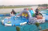 2014 New Design Inflatable Water Slide and Pool with Cannon-9117N Water Slide Park