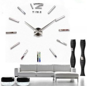 Wanduhr Tattoouhr stylische Designer Wandtattoo Silber