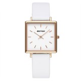 SQUARE ROSE GOLD AND WHITE WOMEN'S WATCH IN STAINLESS STEEL AND LEATHER MANUFACTURER