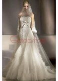 Mermaid Strapless Lace Satin Wedding Dress