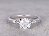 1.25 Carat Moissanite Diamond Engagement Rings White Gold Filigree Promise Ring 14k/18k