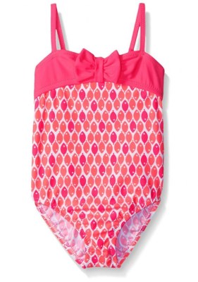 Girls' Front Bow One Piece Swimsuit, OEM Custom Desing Kids Swimwear Girls