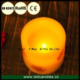 Embedded Dried Flowers False Flame Artificial Pillar Candle