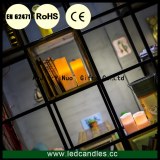 Party Favor Wave Edge Battery Operated LED Wax Pillar Candle, Set of 4