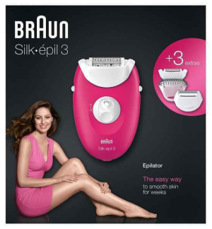 BRAUN Epilateur Silk-épil SE3-410 rose et blanc.