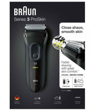 Braun Series 3 ProSkin 3020s Rasoir Électrique Homme Barbe, Noir - Rasoir Électrique Re...