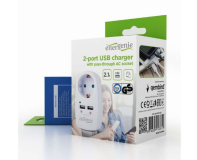 EnerGenie Multi-prises Courant continu et chargeur 2 ports USB, 2.1 A, blanc EG-ACU2-02