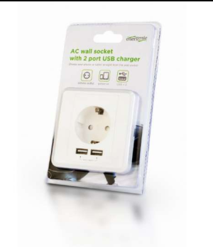 EnerGenie Prise murale avec chargeur USB 2 ports, 2,4 A - EG-ACU2A2-01