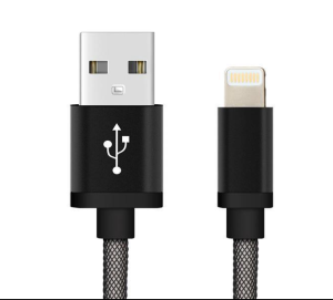 Reekin Chargeur pour Iphone (USB-Lightning) - 1,0 m (Noir-Filet de poisson)