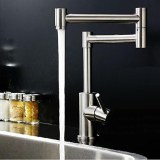 Däck monterat enda handtag ett hål med nickel borstad köksblandare