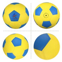 Size 5 400g-420g PU Leather Rubber Bladder 32 Panels Laminated Soccer Ball Yellow Blue