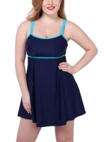 Women's Summer One Piece Plus Size Swim Dress, Cover Up Swimsuit Halter Tankini Swimdre...