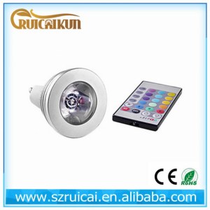 Factory Wholesale 16 colors remote control rgb led spot light GU10 3w rgb led light
