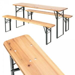 Wooden Garden Table and Bench Set