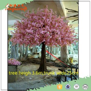 Newest product plastic leaves pink artificial indoor cherry blossom tree