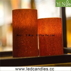 Cheap christmas pillar flickering led candle wth red glitter