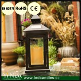 Outdoor Use Metal Lantern and Candle With Timer and Remote Control
