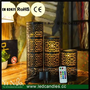 Set of 3 Outdoor Decorative Metal Lanterns with LED Candles