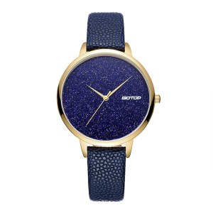 FEATURES OF SS353 BLUE AND GOLD WOMEN'S WATCH WITH LEATHER STRAP