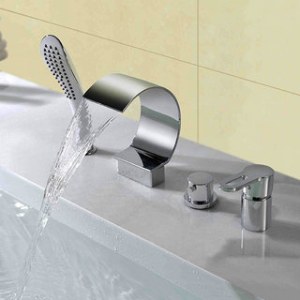 Cascade contemporaine robinet de baignoire avec douche à main - fini chrome