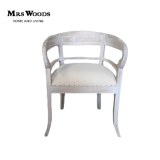 Grey Washed Round Arm Oak Dining Chair New Design