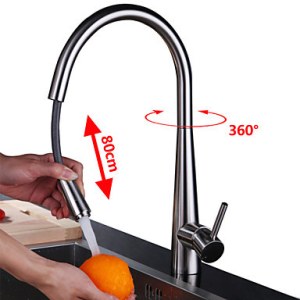 Nutida Köksblandare Utdragbar dusch Borstad Ett hål