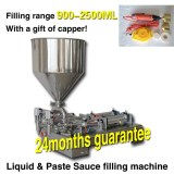 900-2500ML two nozzles two piston liquid sauce filling machine with bottle capper foot...