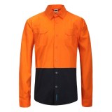 High Visibility Two Tones Cotton Long Sleeve Shirts For Men Without Tape