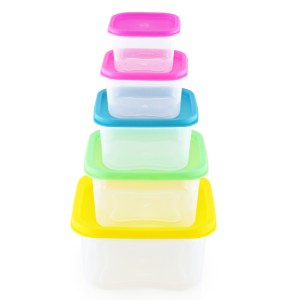 Herzberg HG-SFS5N1: Ensemble de contenants carrés pour aliments 5 en 1