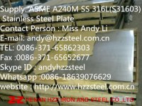 Supply: ASME A240M SS 316L(S31603) Stainless Steel Plate
