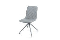 Fashionable Chairs In Grey Leather With Grey Powder Coated Legs
