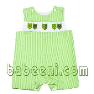 Mardi gras masks Boys smocked rompers - BC 324