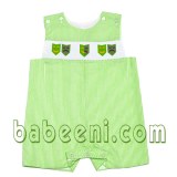 Mardi gras masks Boys smocked rompers - BC 324