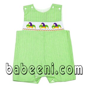 Mardi gras hat Boy smocked shortall - BC 326
