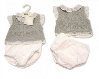 2 pcs ensemble bébé tricoté avec dentelle