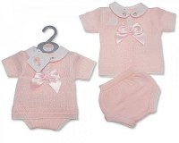 2 pcs ensemble tricoté avec nœud pour bébés filles