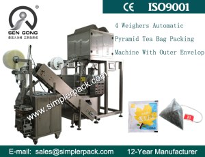 Ultrasonic Pyramid Nylon Ceylon Tea Bag Packing Machine with Outer Envelope(Standard Ve...)