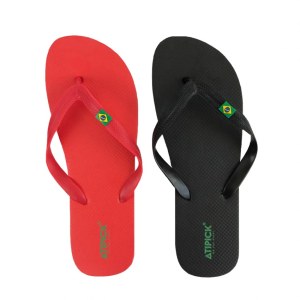 Pack 24 x tongs brésiliennes noir, rouge assorties