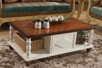 Antique Coffee Table With Drawers, White Color Coffee Table