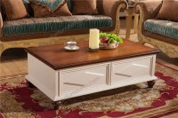 White Color Vintage Coffee Table With Two Drawers
